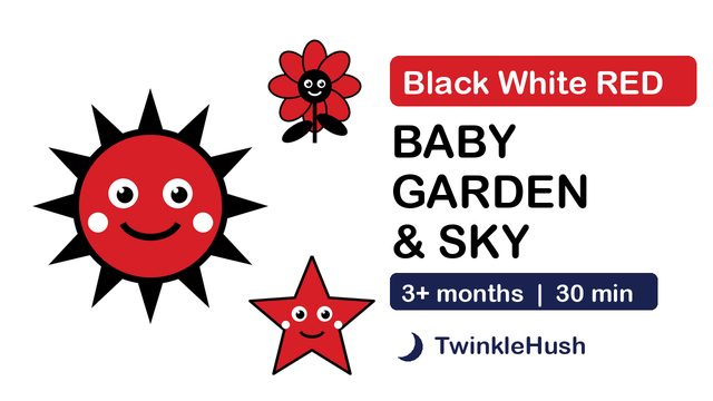 Black, White and Red Baby Sensory: Garden and Sky (sun, flower, star)