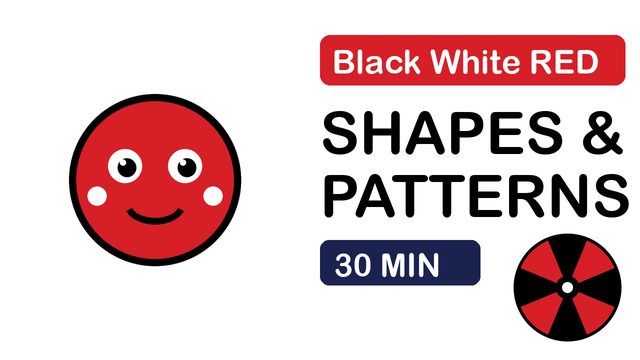 Black, White and Red Baby Sensory: Shapes and Patterns (circle, spiral)