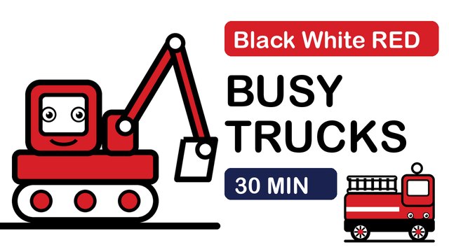 Black, White and Red Baby Sensory: Busy Trucks and Diggers (digger, fire engine)